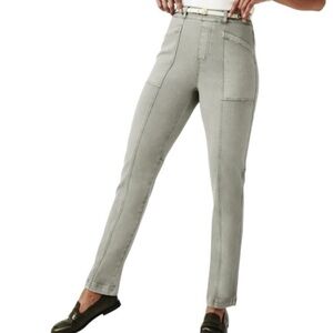 Spanx Stretch Twill Straight Leg Pant size Small in Olive Green